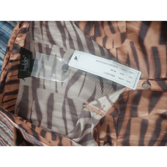 Belldini Black Label Plus Size Tiger Print Button-Front Shirt Blouse M - Picture 5 of 7